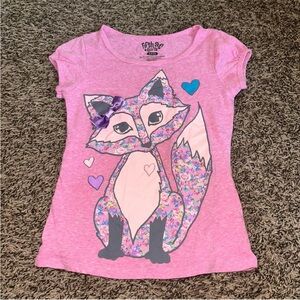 Fifth Sun Pink Floral Fox Kids T-Shirt